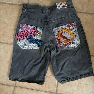 VINTAGE Y2K Raw Blue Smack Denim Jeans Mens 34 Shorts Streetwear Baggy Grunge